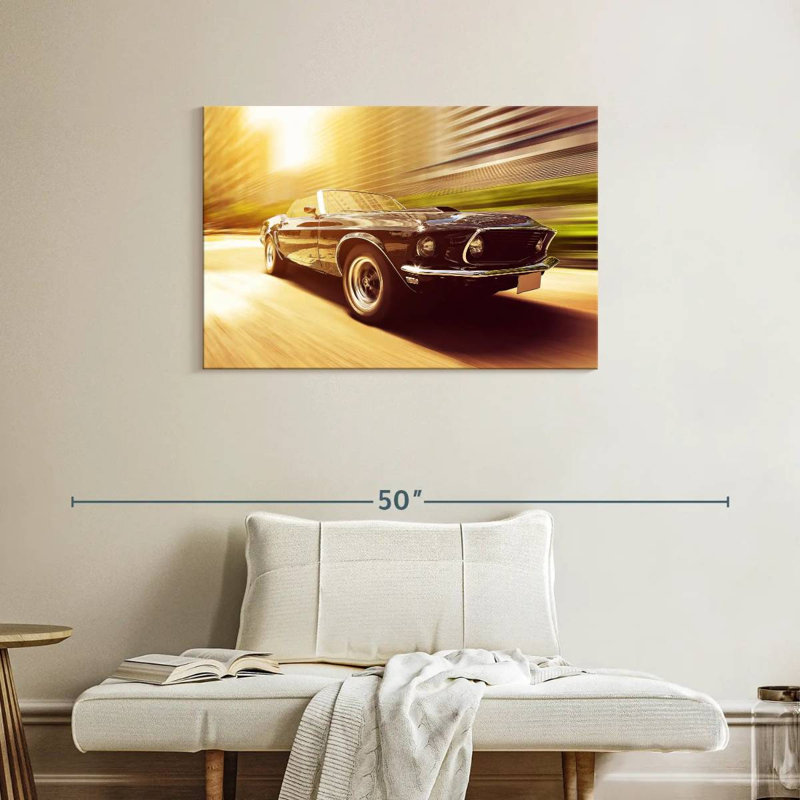 Mehar Speeding Vintage Car, 24" H x 36" W