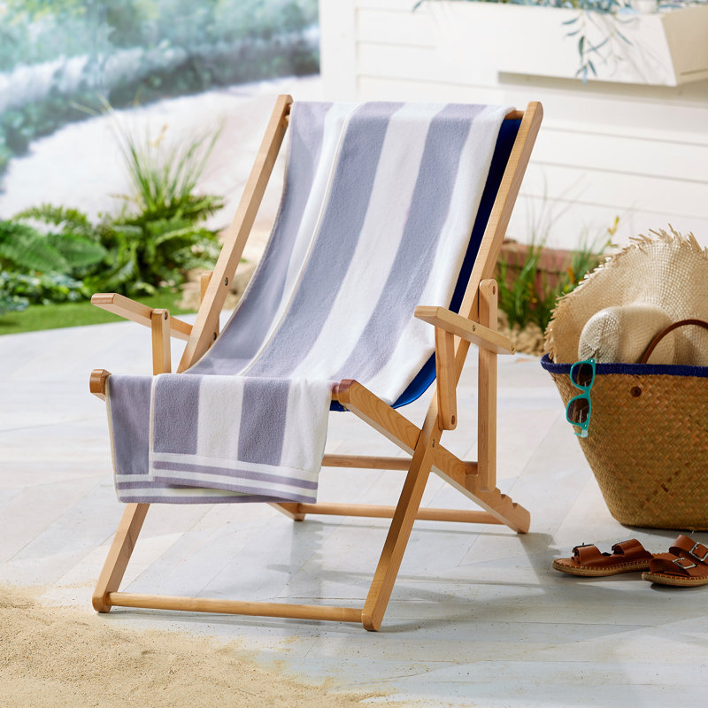 100% Cotton Cabana Stripe Oversized Beach Towels, Lavender Purple/White