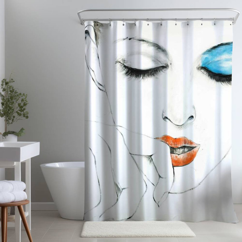 Shower Curtain FI39 – Polyester Shower Curtain, Dye Sublimation Print, 71" W × 74" L