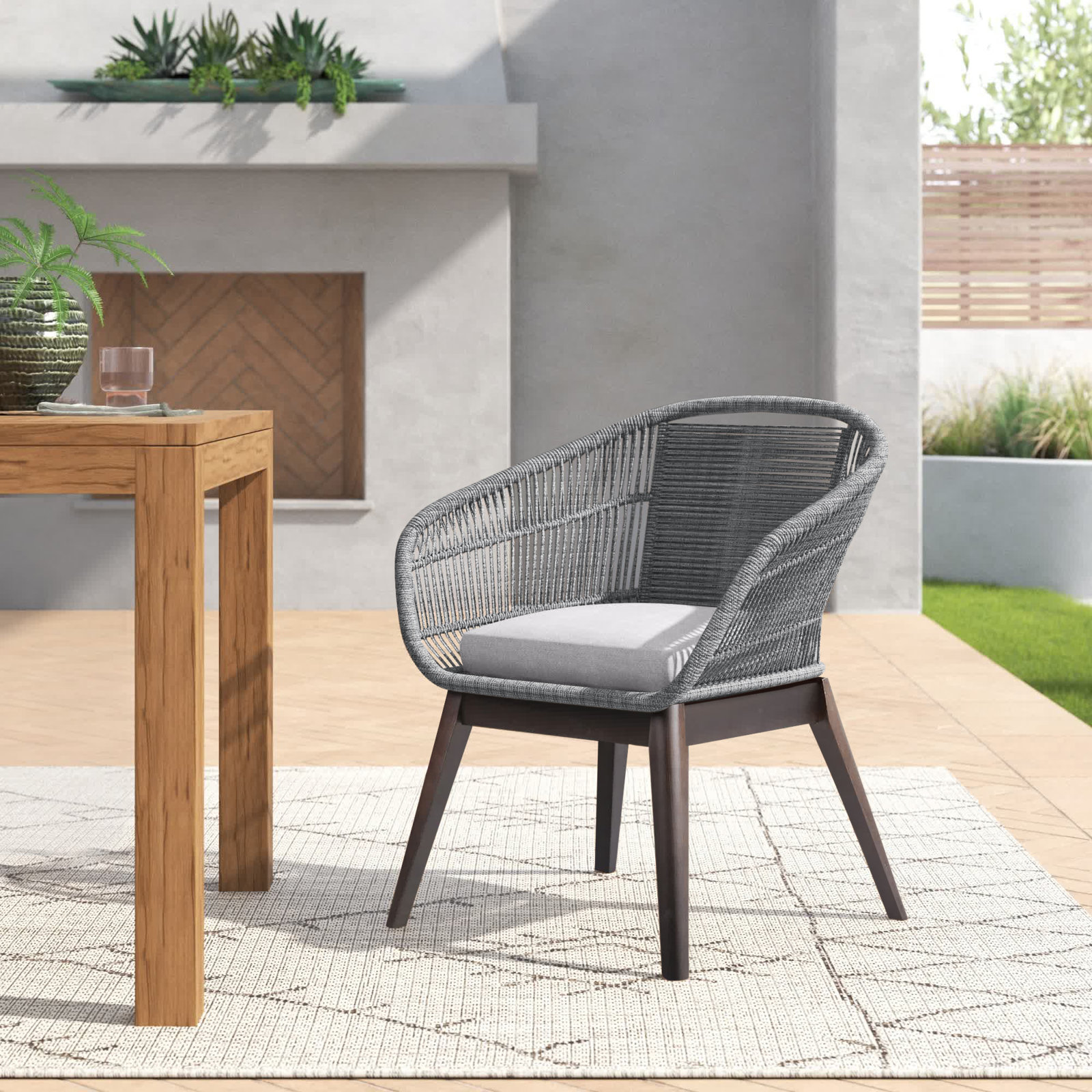 Eucalyptus Rope Patio Armchair, Dark Eucalyptus/Gray