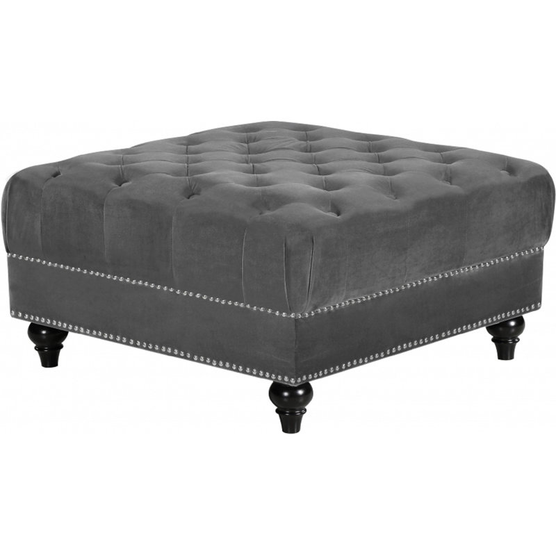 Crosier 85cm Wide Tufted Square Ottoman, Grey
