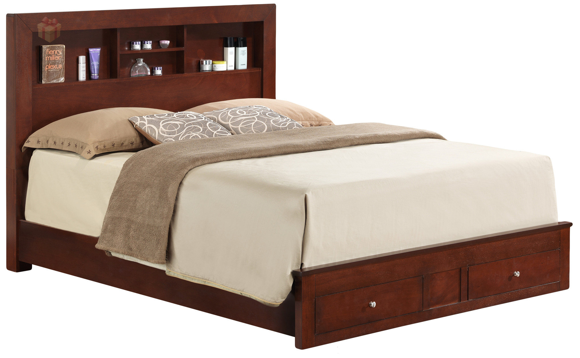 Everly Quinn Luxurious Cherry Storage Bed for Dreamy Nights and Stylish ...