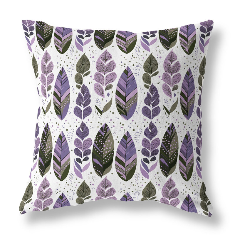 Coussin Tribal Leafy Treasures, H 16 po x l 16 po, Floral mauve / vert