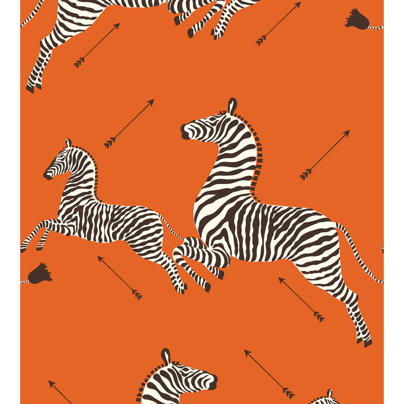 Zebras Animal Print Wallpaper Double Roll, Orange