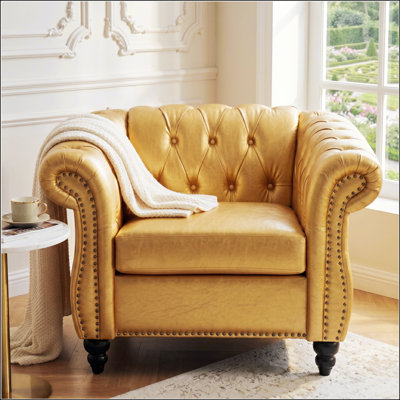 Single Seater Sofa for Living Room with Soft PU Leather, Waterproof and Easy to Clean, Perfect for Compact Spaces
