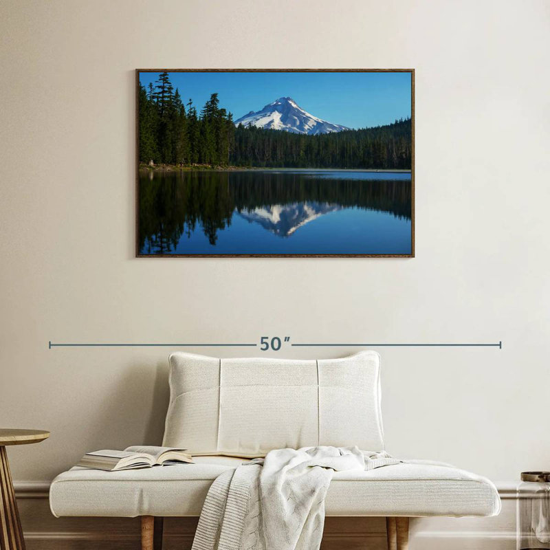 Mount Hood Reflection, 31" X 21", Floating Frame Walnut