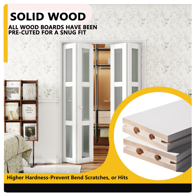 White MDF Bi-Fold Door with Frosted Glass Panels