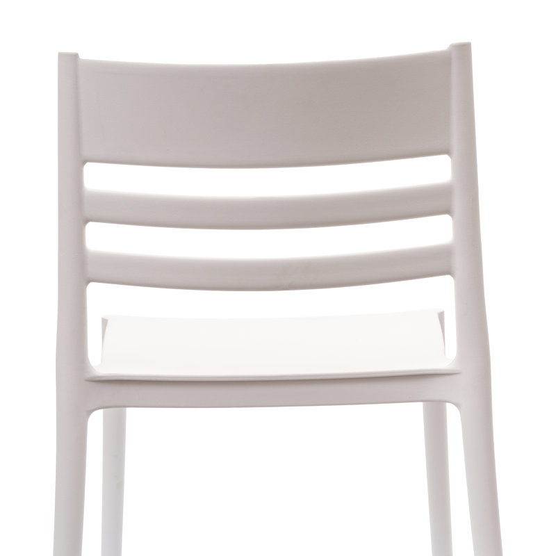 Chaise empilable commerciale en résine toutes saisons avec dossier à lattes, Blanc