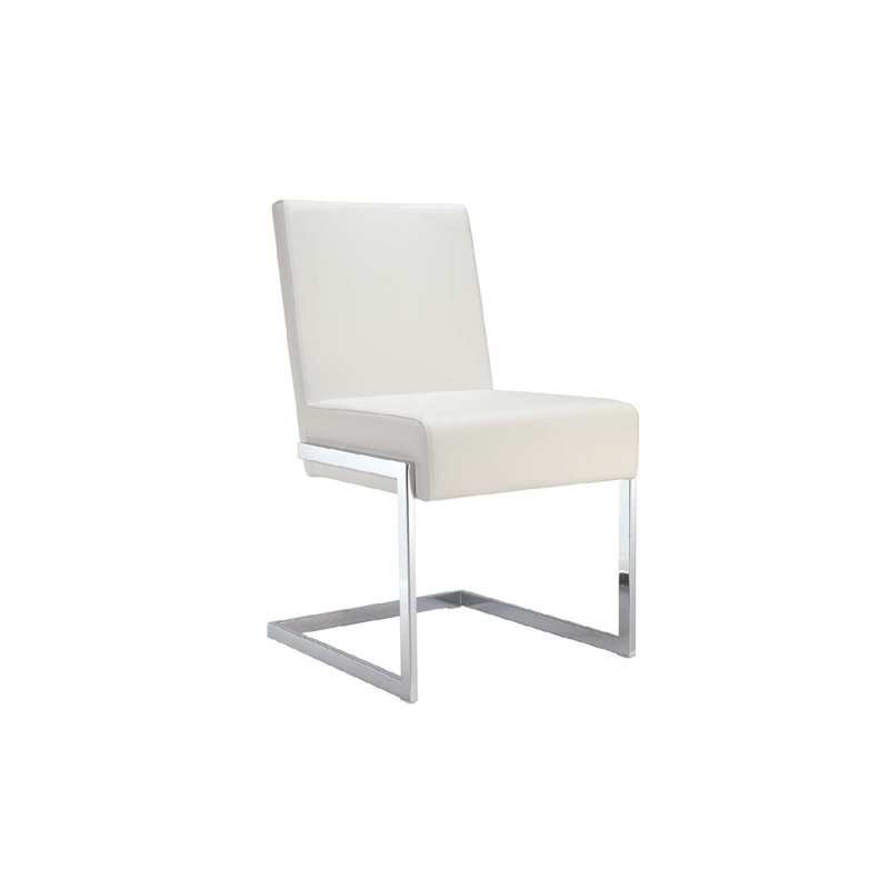 Fontana 19'' H Faux Leather Upholstered Metal Side Chair, White, Black