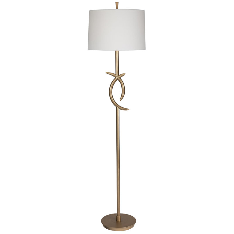 Asbury Floor Lamp, Sailcoth White, Gilded Iron