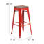 Tabouret de bar en métal sans dossier de 30 po de hauteur avec siège carré en bois Margherite-58202619-58202617