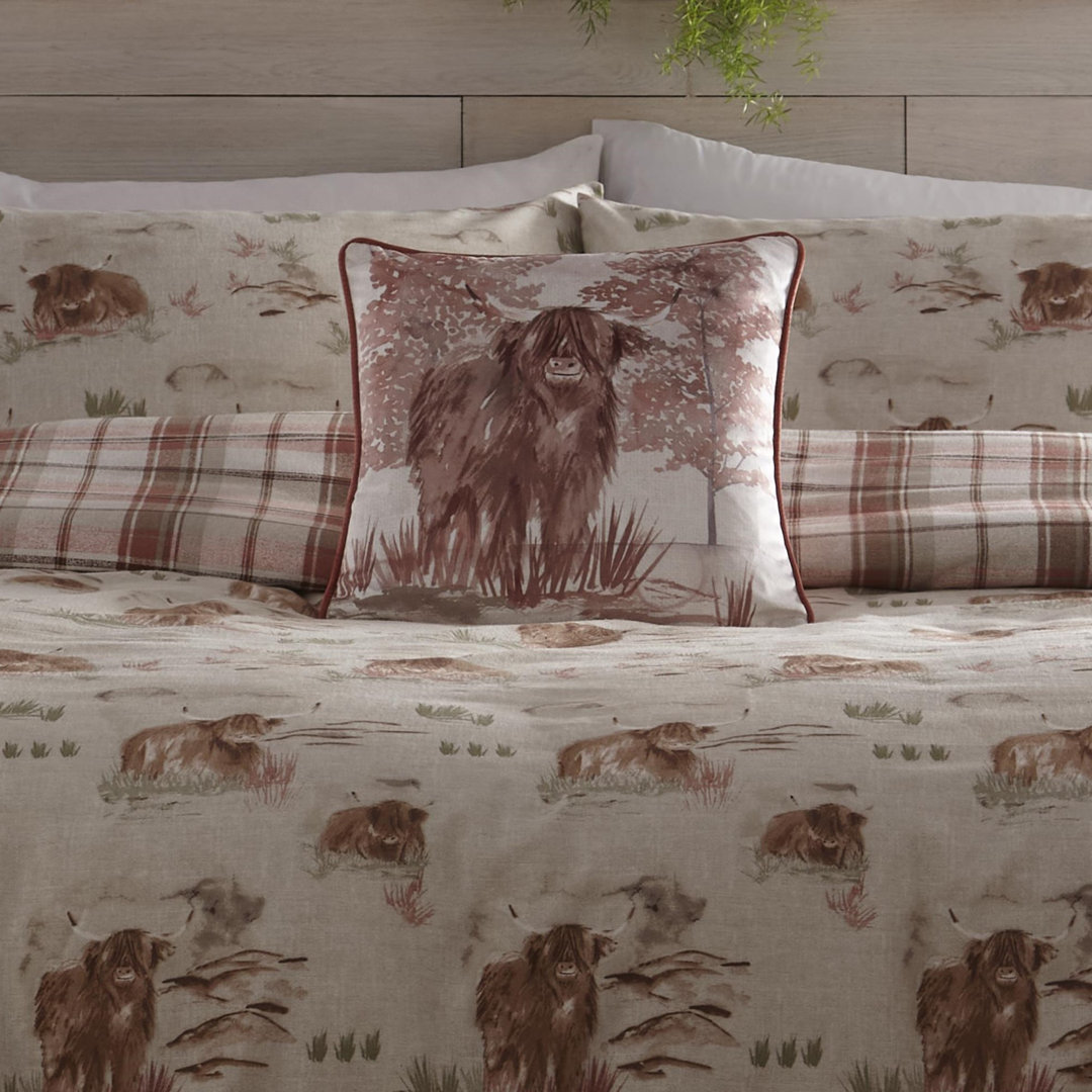 Dreams & Drapes Unisex Terracotta 'Hanson Highland Cow' Luxe Velvet Filled Cushion In | Size: 43 Cm X 43 Cm - Image 3
