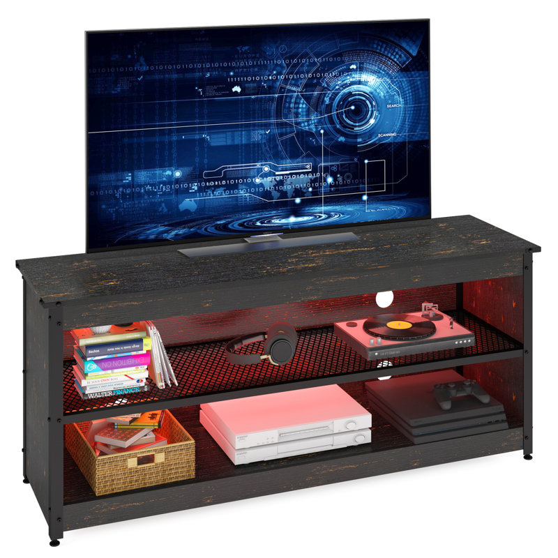 Meuble télé pour téléviseur de 65 po ou moins Antenore, Noir doré, 55.12