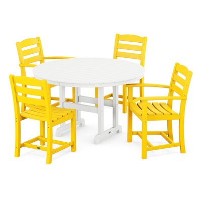 POLYWOOD La Casa Café 5-Piece Round Farmhouse Dining Set