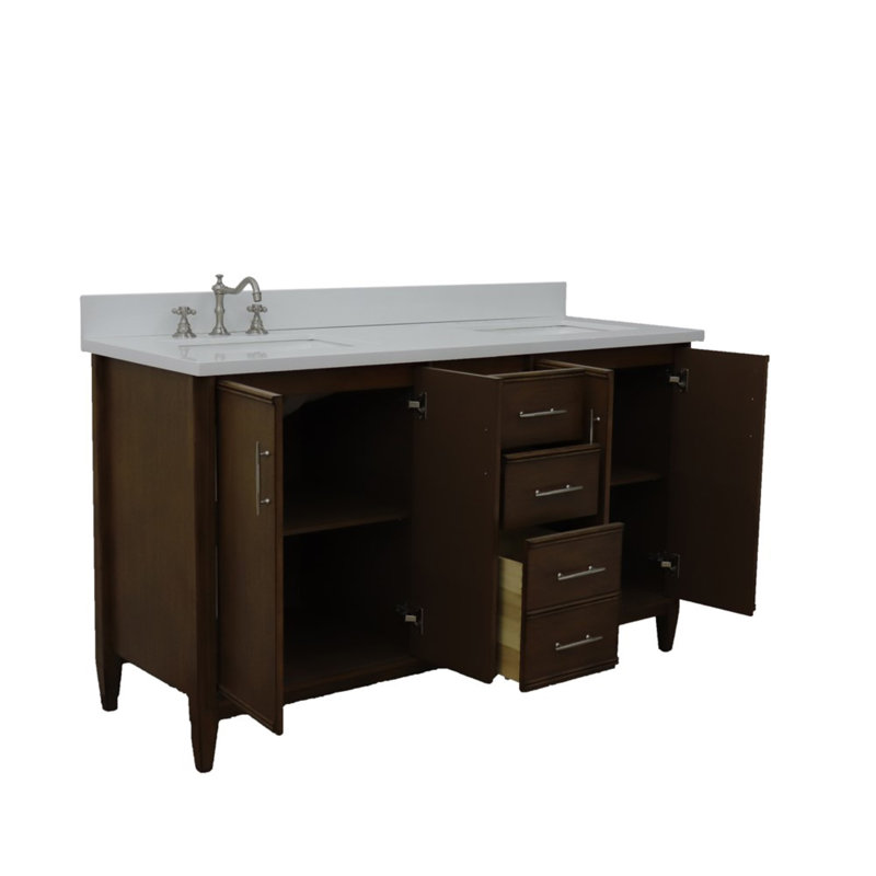 Ensemble de meuble-lavabo double 61 po Harrel, Blanc