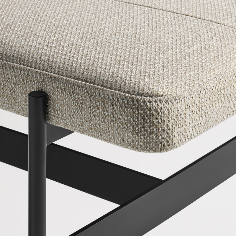 Daybench Polyester Blend Upholstered Bench, Maharam Mantle in Future / Oblivion, 17" H x 55" W x 19" D