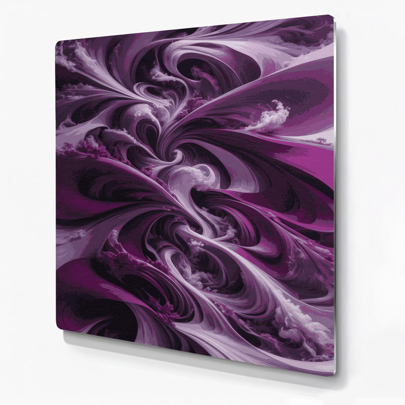 Paysage abstrait 70, art mural en métal mauve, H 32 po x l 32 po