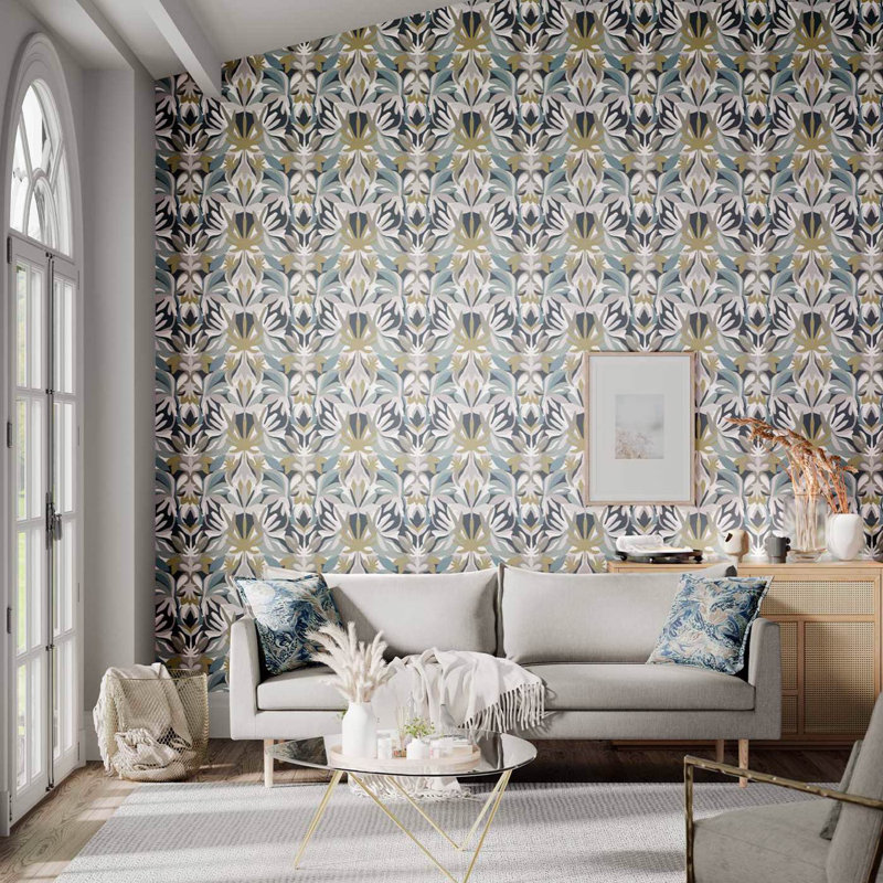 Melora Wallpaper, Hempseed/Exhale/Gold