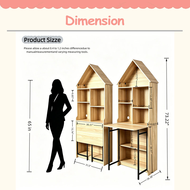 Bureau d'artisanat pliant avec tablettes de rangement, bureau convertible dissimulé en bibliothèque, bureau pliable avec rangement, bureau de disparition pour petits espaces, table de bricolage multifonctionnelle, bureau de coiffeuse