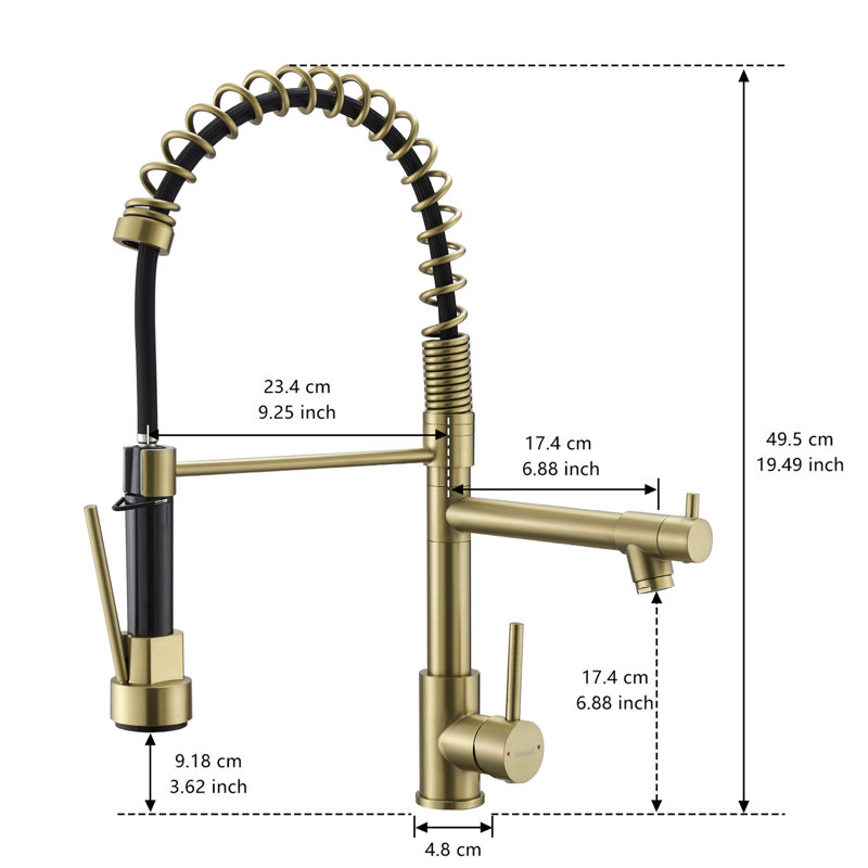 Brushed Gold Kitchen Faucet With Pull Down , Stainless Steel, High-Performance Build Dependable Quality