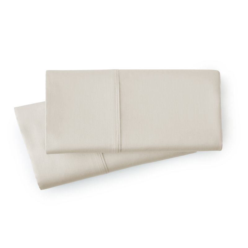 Lockport 300 Thread Count 100% Long Staple Cotton Sateen Two Pillowcases, Queen, Soft Sand