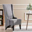 Fauteuil d'appoint à oreilles de 23 pouces de large, siège en velours gris neutre à haut dossier confortable pour le salon et la chambre à coucher-1260956612