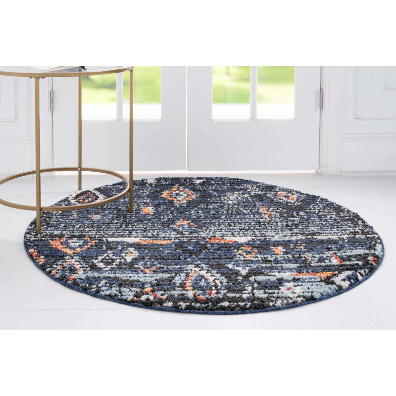 Victorville Abstract Indoor Rug, Round 7'