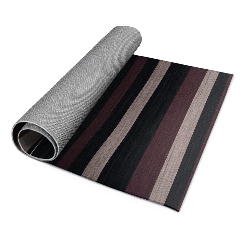 Tapis intérieur / extérieur noir HorizontalStripes, Rectangle 5 pi x 7 pi