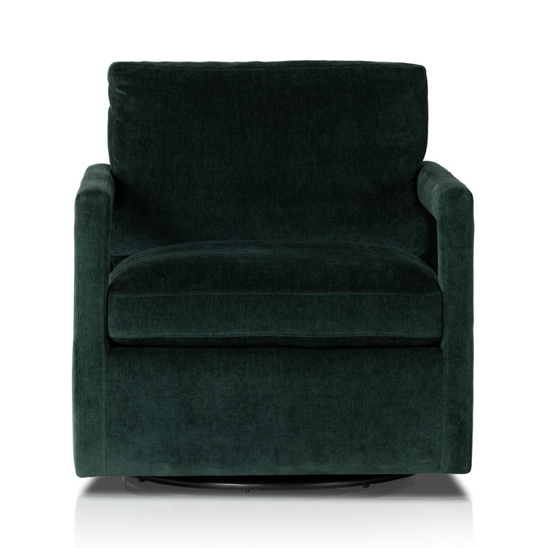 Olson Swivel Armchair, Emerald Worn Velvet