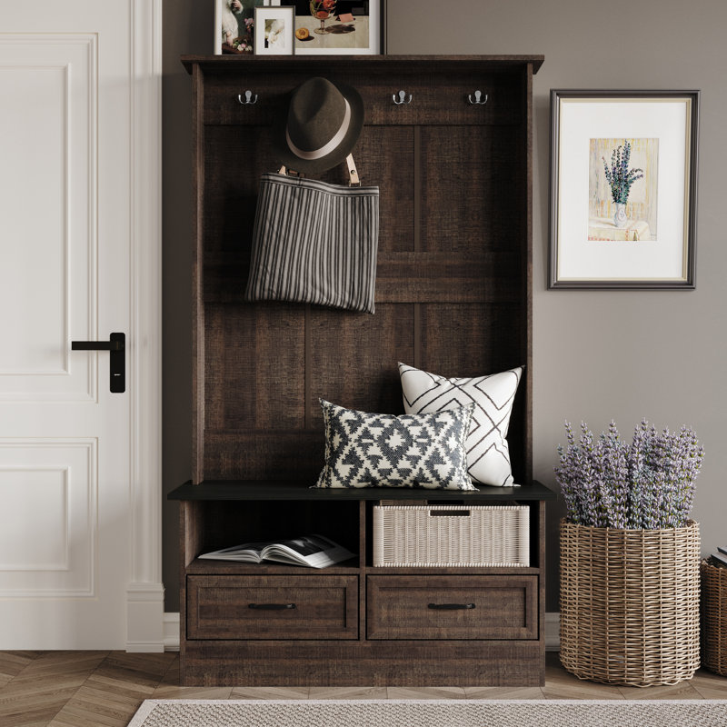 Arbre d'entrée avec armoire de rangement en brun, Brun