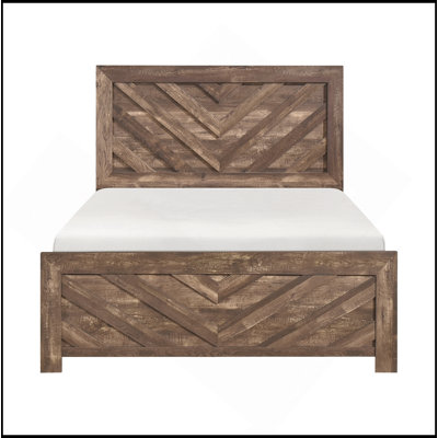 Rustic Brown Finish Contemporary Panel Bed Wooden Bedroom Furniture 1Pc, Bed In A Box