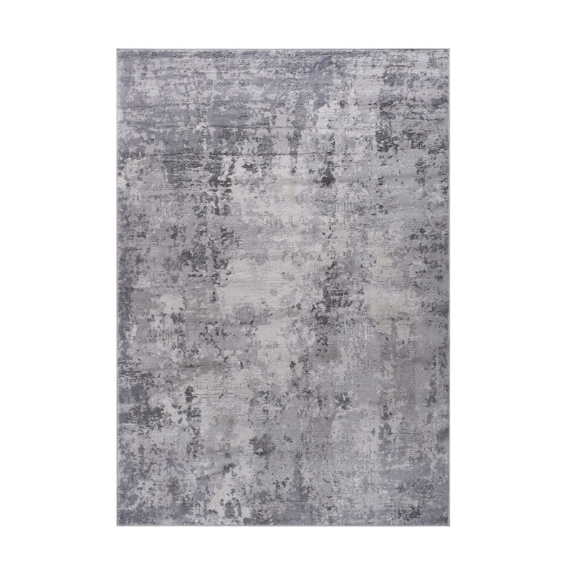 Light Grey/Abstract Non-Shedding Stain Resistant Area Rug, Rectangle 6' x 9'