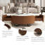 Table basse moderne moderne 35,43 po avec dessus en pierre naturelle et tiroirs de rangement pour le salon