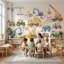 Papier peint mural ludique à motifs de véhicules de chantier-988402823-988402879