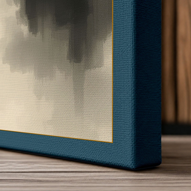 Bamboo in Mist Japandi - Wrapped Canvas, 30x20 - 76.2 x 50.8 cm, Teal Border