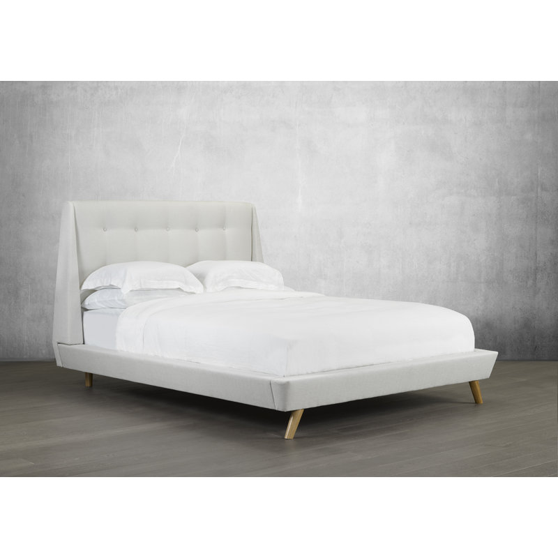 Lit plateforme en tissu d’ameublement Brothers, Ardoise, Très grand