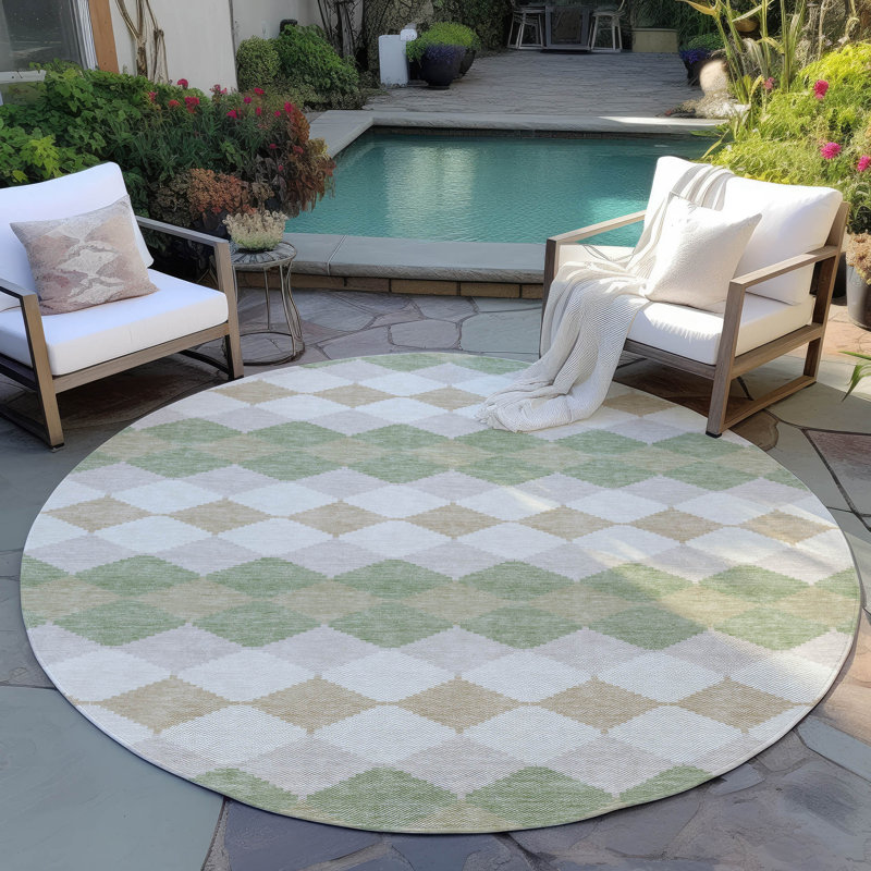 Tapis intérieur / extérieur vert Eira , 2'3" x 7'6"