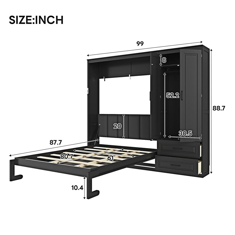 Upholstered Bed, Black