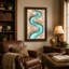 «Winding Turquoise River» qui coule à travers un terrain brun, art mural-133560121