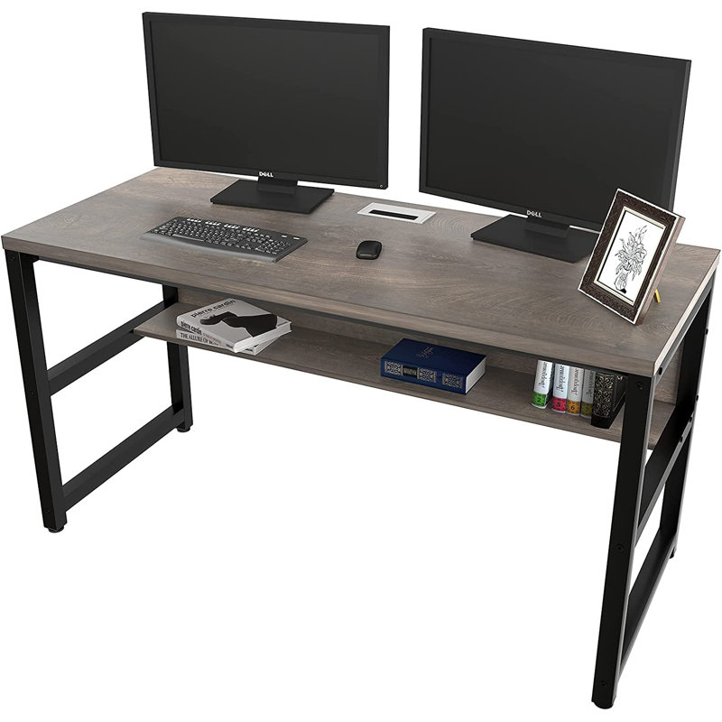 Bureau d'ordinateur pour bibliothèque, L 55,1 po x P 23,6 po, Marron foncé