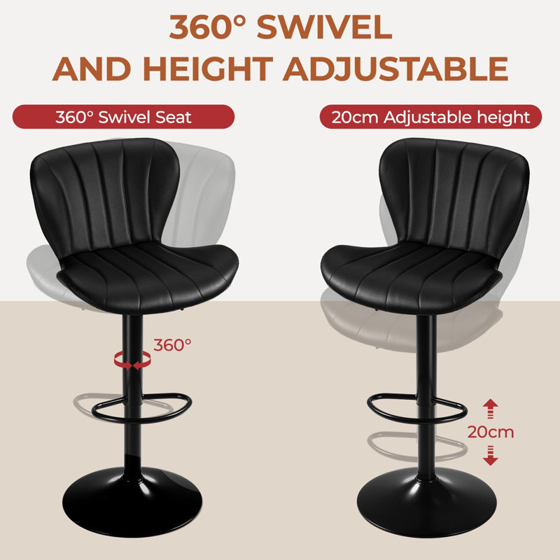 The Second Set, Beautiful, Comfortable, Height-Adjustable, Rotating Bar, Good Cushioning, Adjustable Bar Chair Height, Backrest 109 Cm, 2 Stools