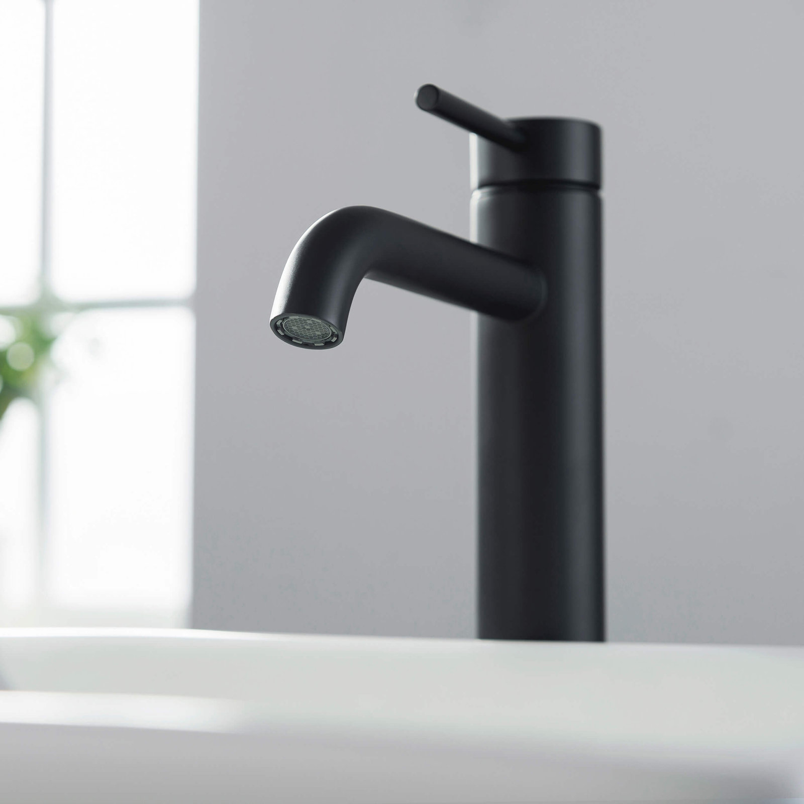 Vessel Sink Bathroom Faucet, Matte Black, With Drain Assembly