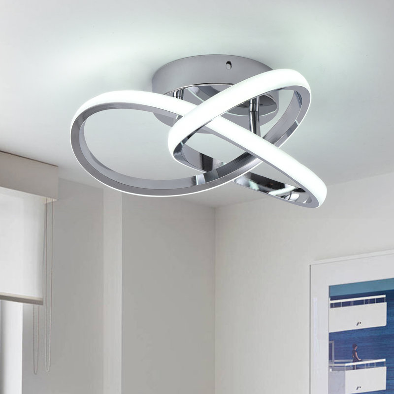 Angstrom 1 - Light 26cm Unique/Statement Geometric LED Semi Flush Mount, Chrome