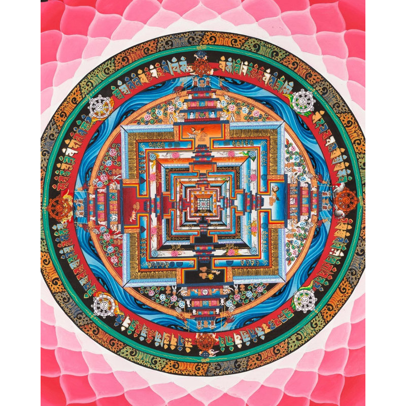 Kalachakra mandala avec lotus (Thangka sans brocart)