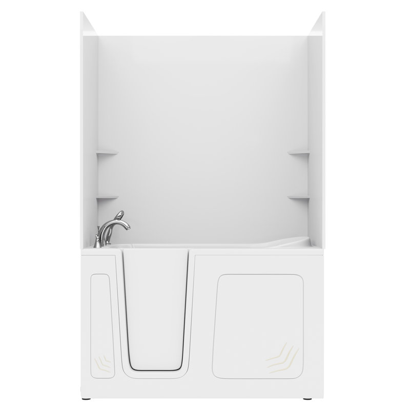 Baignoire de trempage à gauche 32 po x 60 po en blanc avec ensemble de douche lisse assorti Tub'n Wall Series, Gauche, Blanc