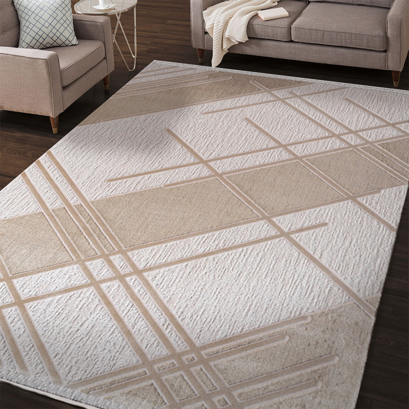 Polyester tissé à la machine Nastase, Rectangle 5 pi 3 po x 7 pi 6 po