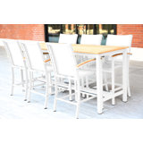 Tribeca Outdoor 5 - Piece Teak Aluminum Counter Height Narrow Bar Set