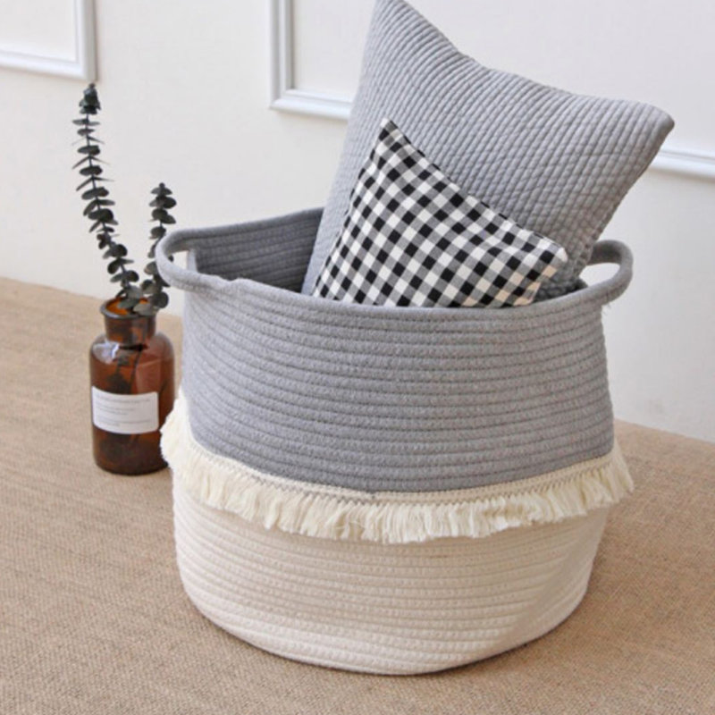 Fabric Laundry Basket with Handles, Grey, Medium (32cm H x 30cm W x 30cm D)