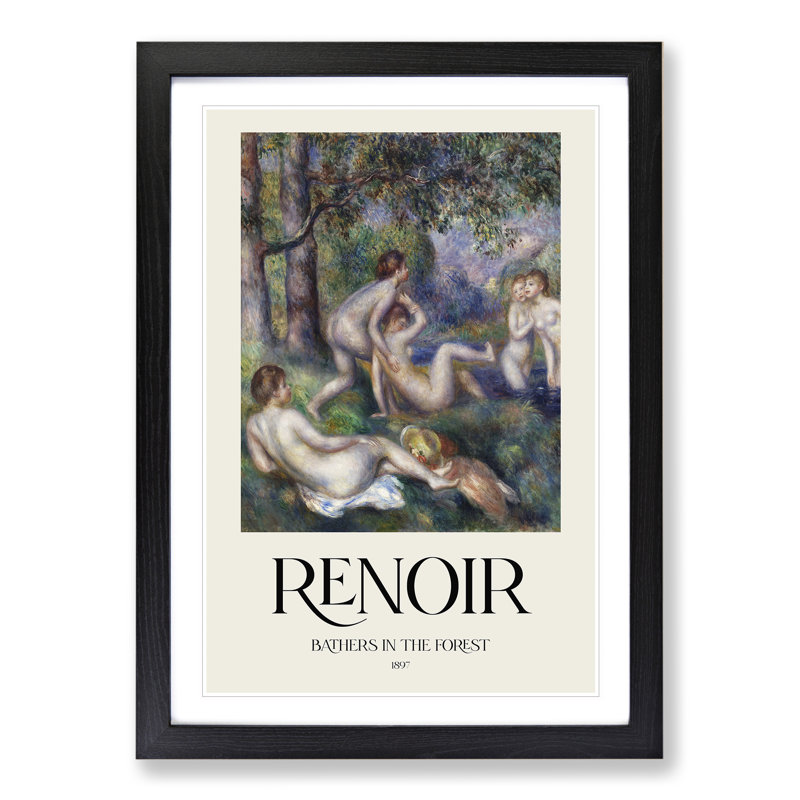 Bathers in the Forest by Pierre-Auguste Renoir - Picture Frame Graphic Art, 48cm H x 36cm W x 2cm D, Black Framed