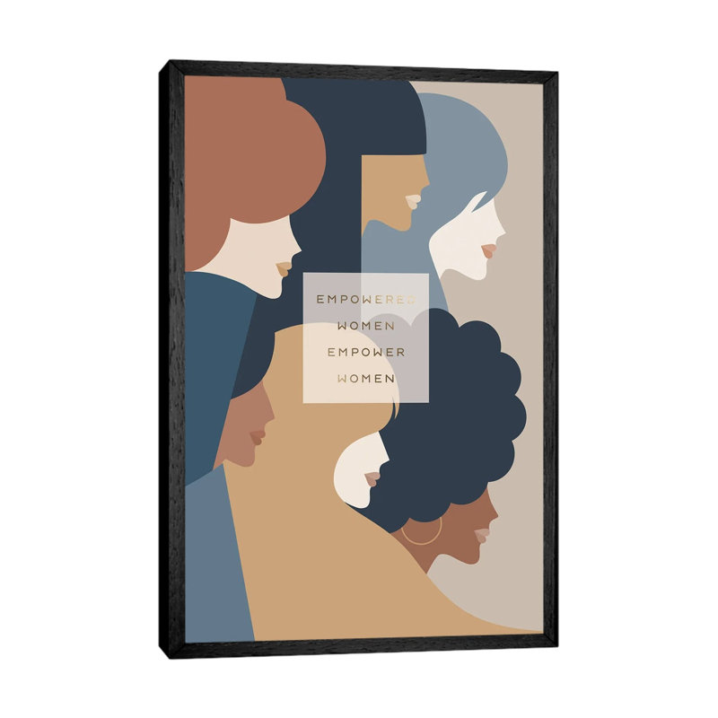 Girl Power Empowered Woman Earthy Stationery, Black Framed, 152.5 cm H x 101.5 cm W